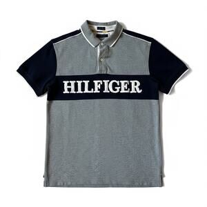 Vintage Tommy Hilfiger Men’s Logo Polo Gray Rugby Golf Sporty Sz Large Blokecore